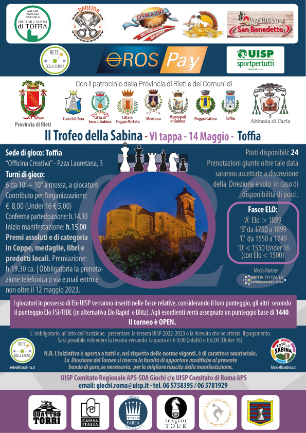 2° Trofeo della Sabina di Scacchi | Toffia