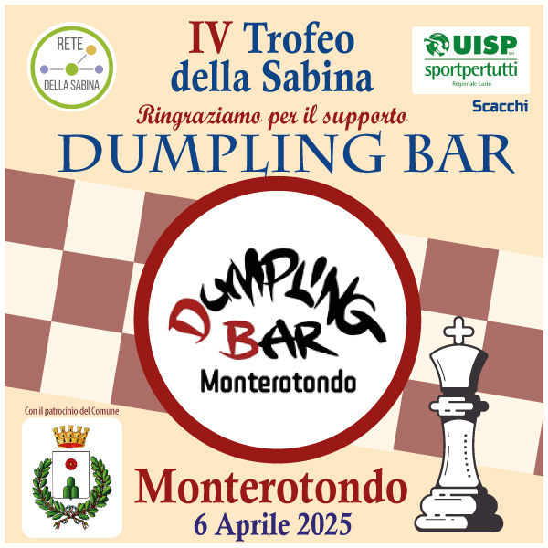 Dumpling Bar Ravioleria Regionale e Tradizionale Cinese in Italia per il IV Trofeo di Scacchi della Sabina
